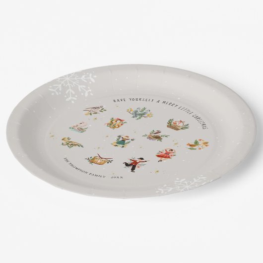 The 12 Days of Christmas | Holiday Photo Pappteller (Schrägansicht)