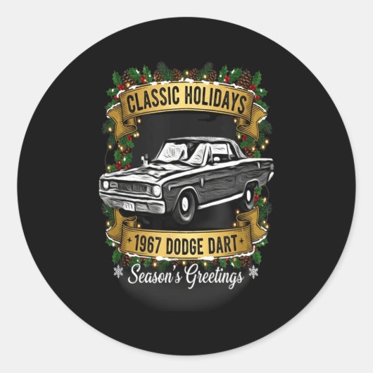 The 1967 Dodge Dart Clic Holiday Cheer Apparel Runder Aufkleber (Vorderseite)