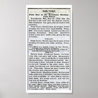 The 1st Preakness - New York Times 28. Mai 1873 Poster