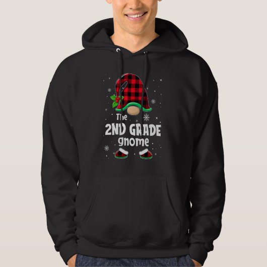 The 2nd Grade Gnome Buffalo Plaid Christmas Matchi Hoodie (Vorderseite)