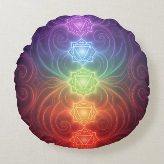 The 7 Chakras´9 Rundes Kissen (Vorderseite)