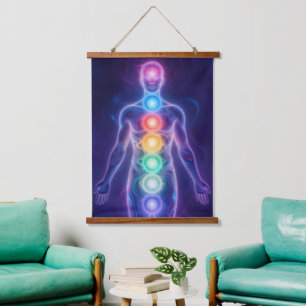 The 7 Chakras Wandteppich Mit Holzrahmen