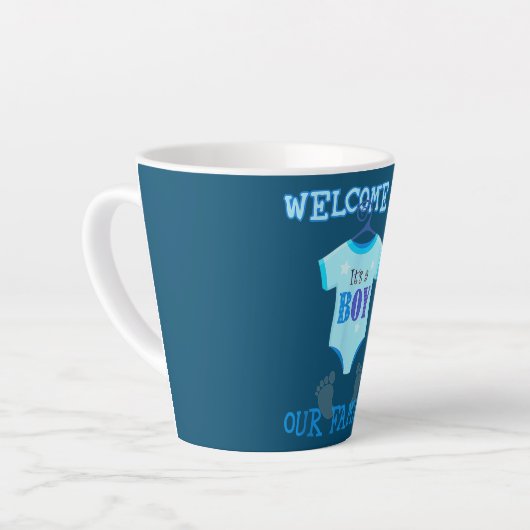 The A Boys Baby Showroom Party News Baby Geschenk  Milchtasse (Linke Ecke)