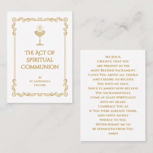 The Act of Spiritual Communion Prayer Card Platzkarte (Vorne/Hinten)
