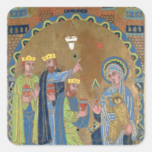 The Adoration of the Magi, c.1189 Quadratischer Aufkleber