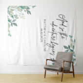 The adventure begins backdrop greenery wedding wandteppich (Beispiel (Horizontal))