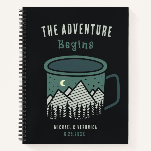 The Adventure Begins Notebook Journal Coffee Cup Notizblock (Vorderseite)