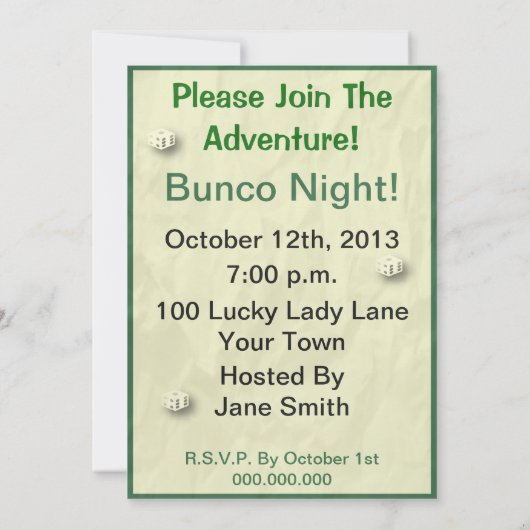 The Adventures of Bunco Babes Edition #2 Einladung (Rückseite)