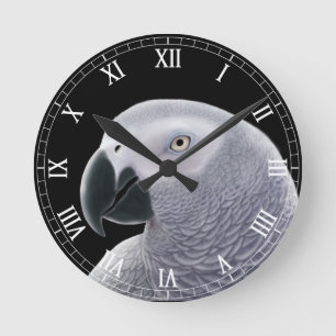 The African Gray Parrot Wall Clock Runde Wanduhr