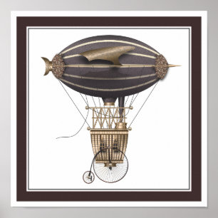 The Airship Penny Farthing Fantasy Flying Machine Poster