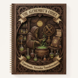 The Alchemist's Codex 3D Wood Carved Journal Notizblock