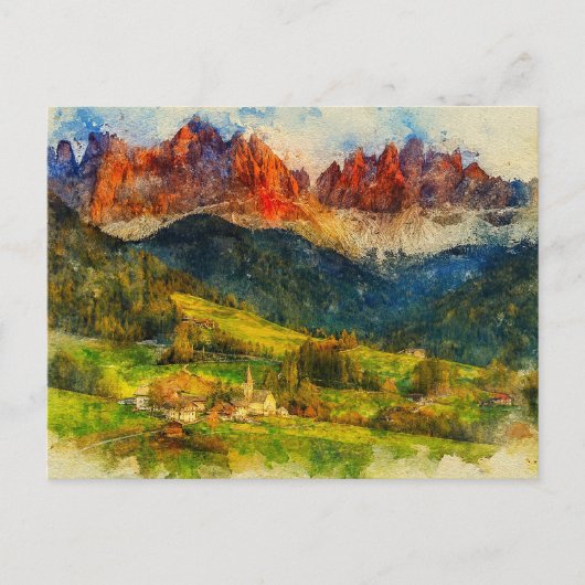 The Alps Alpine Mount - Watercolor Splash Painting Postkarte (Vorderseite)