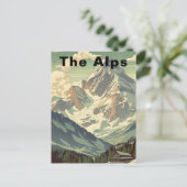 The Alps Cabin Travel Skiing Mountain Lodge Postkarte (Stehend Vorderseite)