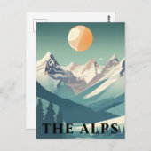 The Alps Retro Geometric European Ski Mountain Postkarte (Vorne/Hinten)