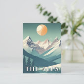 The Alps Retro Geometric European Ski Mountain Postkarte (Stehend Vorderseite)