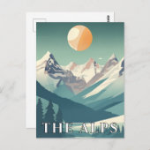 The Alps Retro Geometric European Ski Mountain Postkarte (Vorne/Hinten)