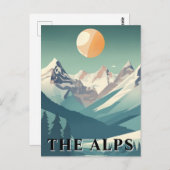 The Alps Retro Geometric European Ski Mountain Postkarte (Vorne/Hinten)