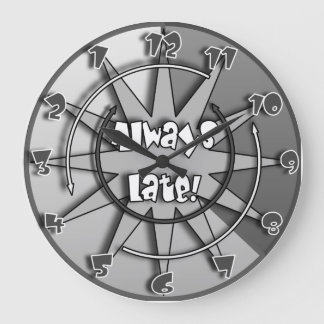 "The Always Late" Crazy Mixed Up Clock #5 Große Wanduhr