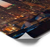 The American flag flies between the rising moon Poster (Ecke)