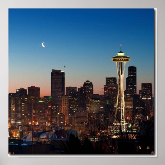 The American flag flies between the rising moon Poster (Vorne)