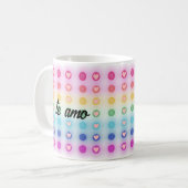 "the amo, mi amor" Regenbogen und Herzromantik Kaffeetasse (Vorderseite Links)