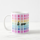 "the amo, mi amor" Regenbogen und Herzromantik Kaffeetasse (Links)