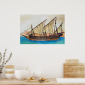 The ancient Xebec sailing vessel  Poster (Küche)