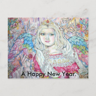 The angel of the ruby., A Happy New Year. Feiertagspostkarte