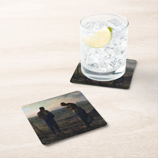 The Angelus, Jean-Francois Millet, 1857-1859 Rechteckiger Pappuntersetzer (Vor Ort)