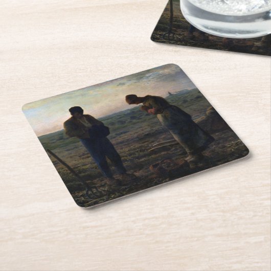 The Angelus, Jean-Francois Millet, 1857-1859 Rechteckiger Pappuntersetzer (angewinkelt)