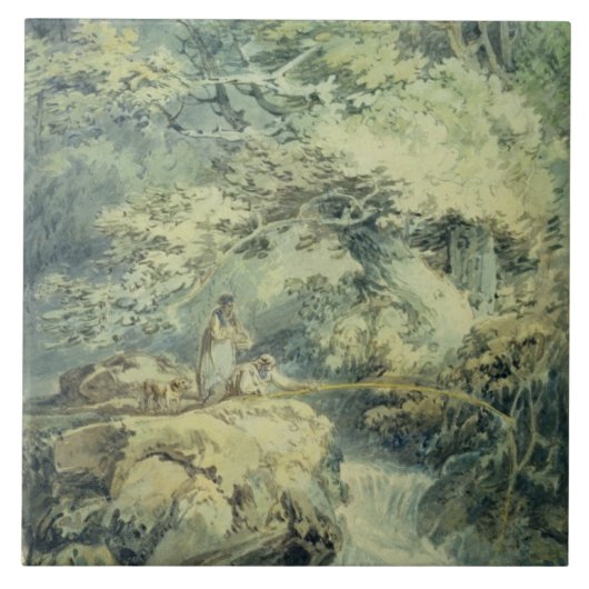 The Angler, 1794 (mit Grafit auf Papier) Fliese (Vorderseite)
