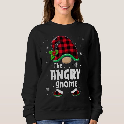 The Angry Gnome Buffalo Plaid Christmas Matching F Sweatshirt (Vorderseite)