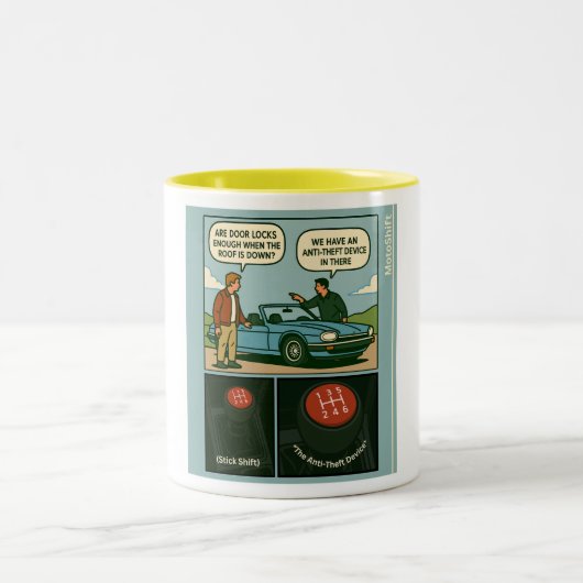 The Anti-Theft Device (Stick Shift) Zweifarbige Tasse (Mittel)