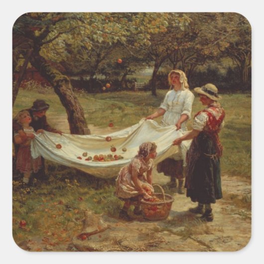 The Apple Gatherers, 1880 Quadratischer Aufkleber (Vorderseite)
