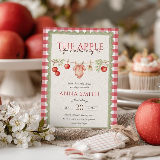 The Apple of Our Eye Red Gingham Baby Shower Einladung