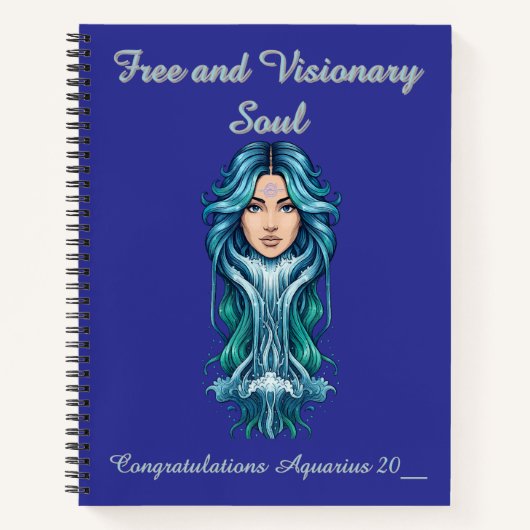 The Aquarius Lady: Handcrafted Custom notebook Notizblock (Vorderseite)