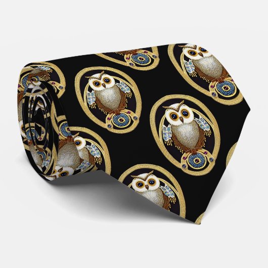 The Art Déco Owl - Historische Epoche der 30er Jah Krawatte (Gerollt)