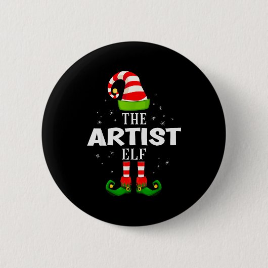 The Artist Elf Christmas Pjs Matching Pajama Button (Vorderseite)