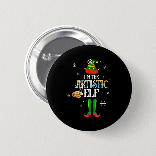 The Artistic Elf Squad Elf Family Christmas Pajama Button (Vorne & Hinten)