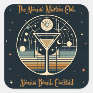 The Atomic Martini Club Atombomb-Cocktail Quadratischer Aufkleber