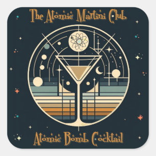 The Atomic Martini Club Atombomb-Cocktail Quadratischer Aufkleber