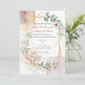 The Aureate Frame Floral Greenery Wedding  Einladung (Stehend Vorderseite)