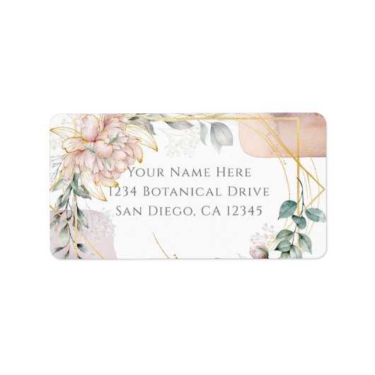 The Aureate Frame Mauve Floral Greenery Wedding  Adressaufkleber (Vorne)