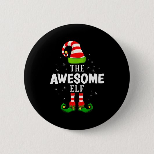 The Awesome Elf Christmas Pjs Matching Pajama  Button (Vorderseite)