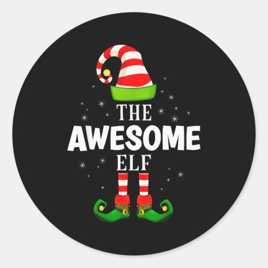 The Awesome Elf Christmas Pjs Matching Pajama Runder Aufkleber (Vorderseite)