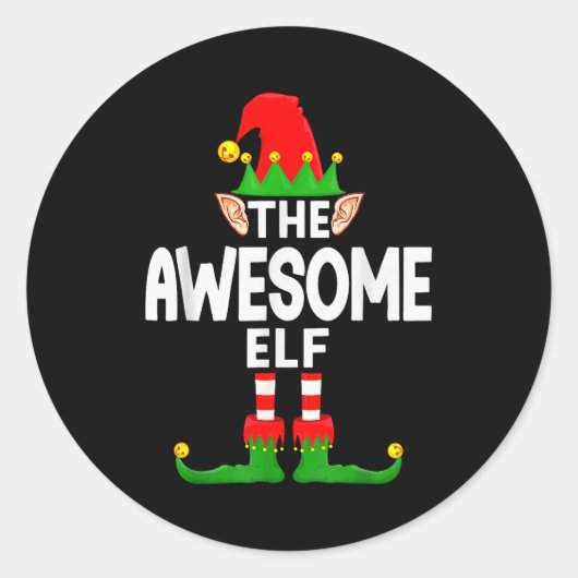 The Awesome Elf Family Christmas Pajama Party  Runder Aufkleber (Vorderseite)