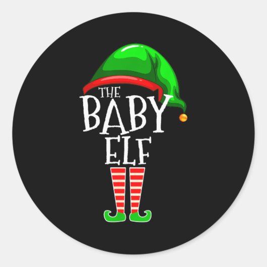 The Baby Elf Group Matching Family Christmas Runder Aufkleber (Vorderseite)