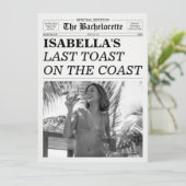 The Bachelorette Newspaper Last Toast On The Coast Einladung (Stehend Vorderseite)