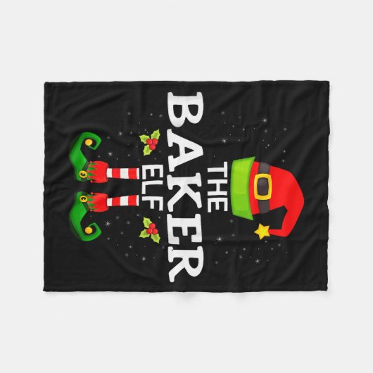 The Baker Elf Christmas Family Matching Pajama Fleecedecke (Vorderseite (Horizontal))