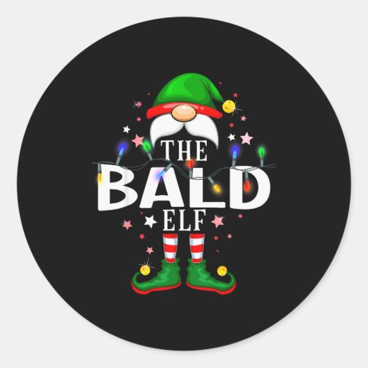 The Bald Elf Christmas Family Pajama Party Runder Aufkleber (Vorderseite)